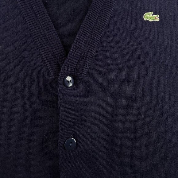 VTG Chemise Lacoste XL Cardigan Men Sweater Navy Blue Buttons Knit Acrylic - Picture 7 of 16
